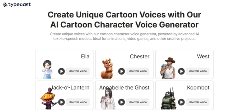 typecast ai cartoon voice generator