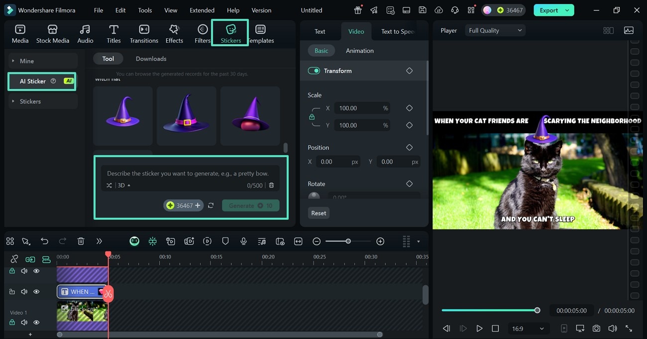 generate and add sticker