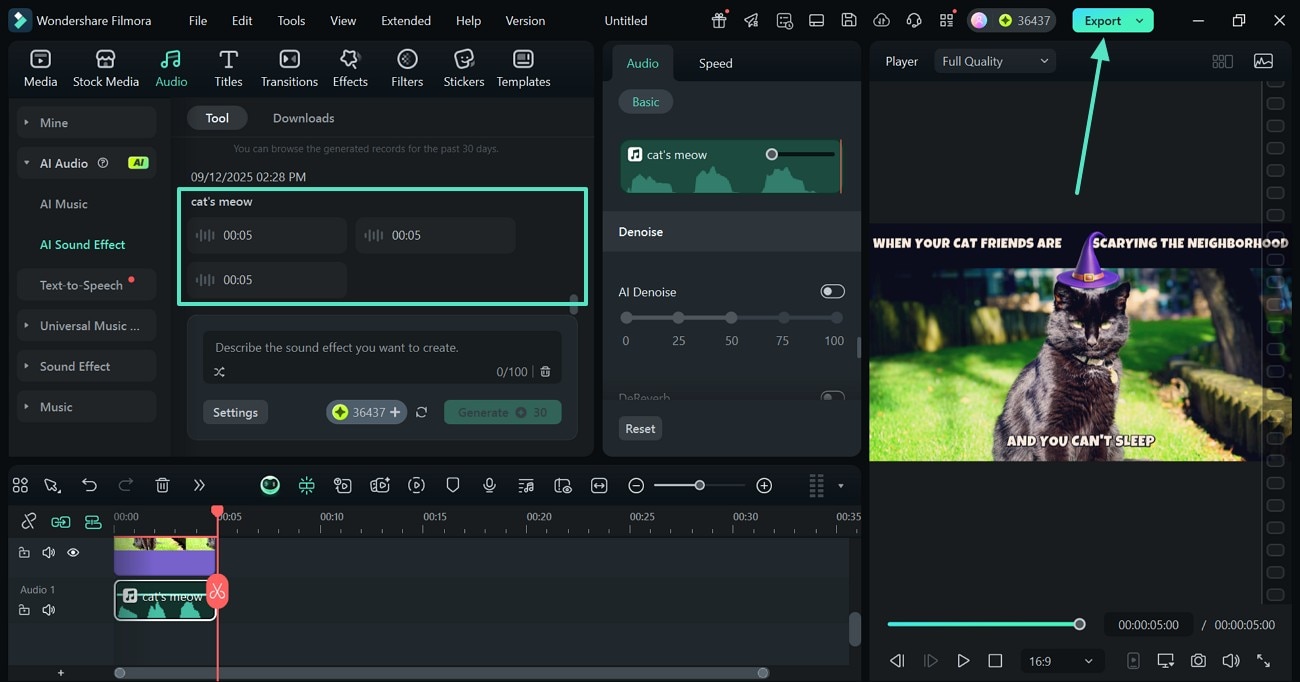 apply sfx and export
