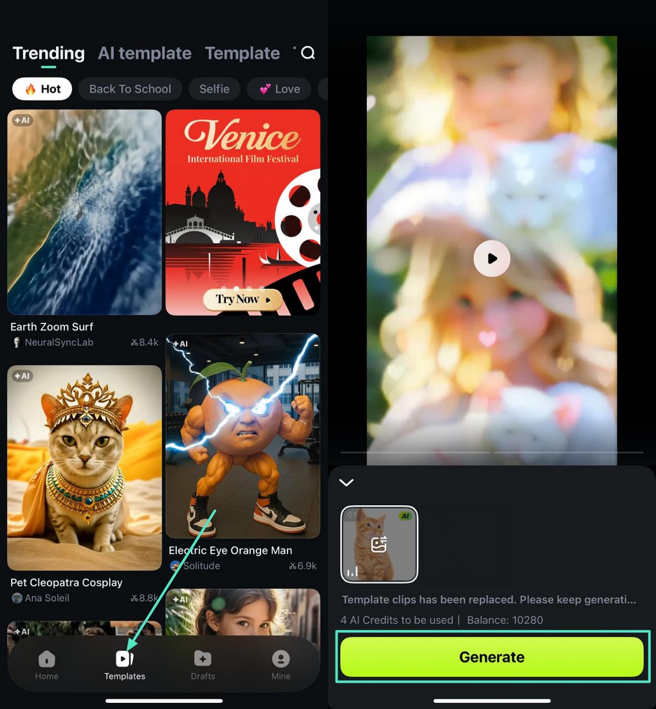 launch app select template