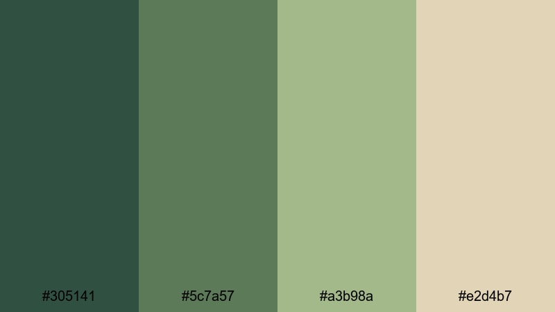 cedar grass breeze green tan color palette with hex codes