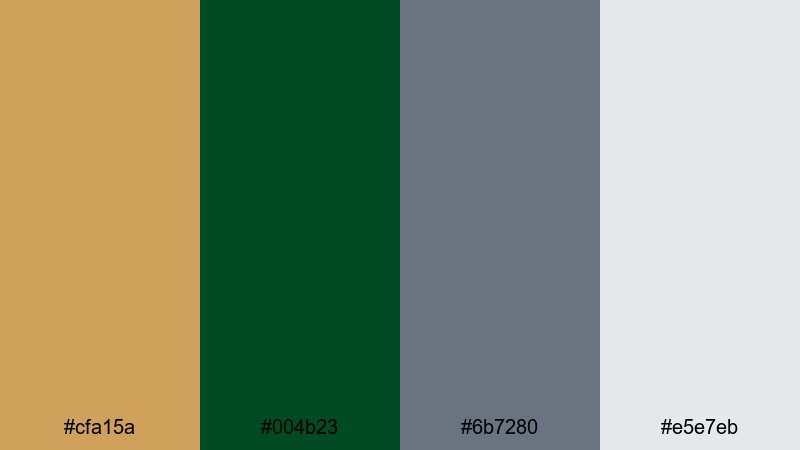 cedar grove medley gold dark green color palette with hex codes