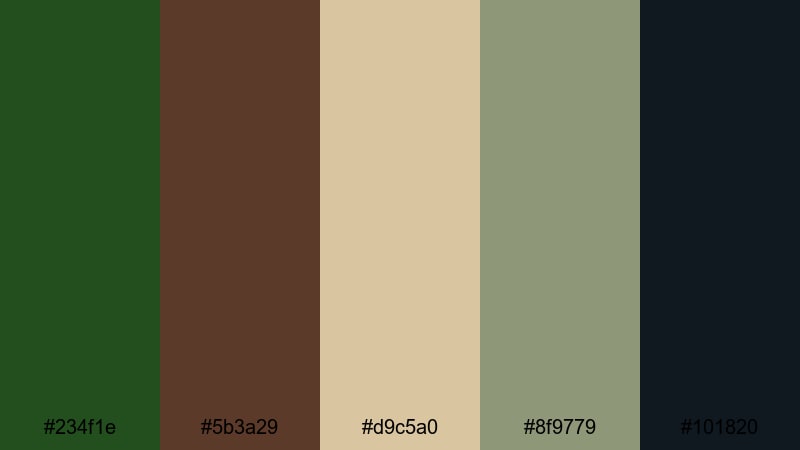 cedar lodge retreat hunter green color palette with hex codes