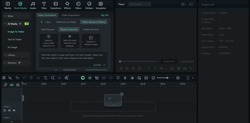 access filmora replace element tool