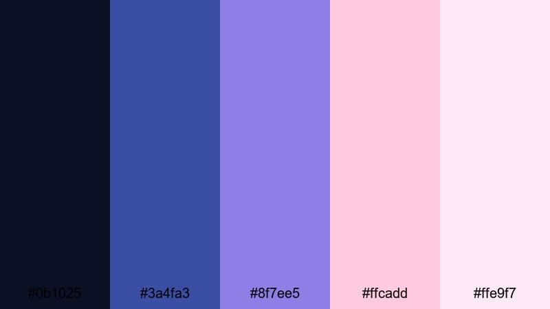 celestial cottagecore sky galaxy color palette with hex codes