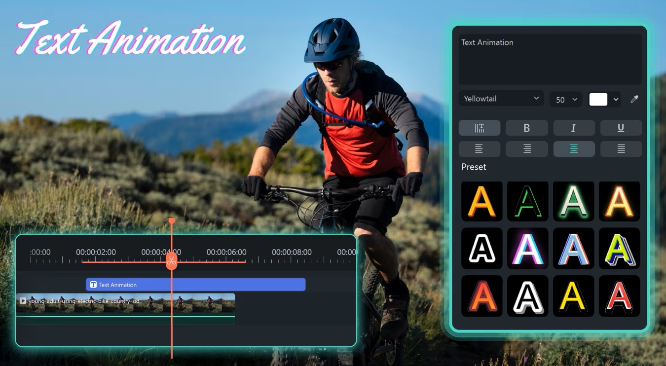 filmora text animation