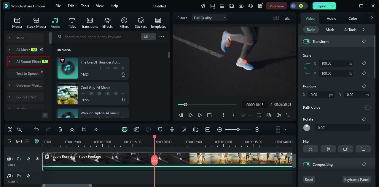 ai sound effects option