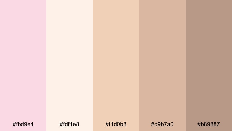 champagne blush editorial light pink color palette with hex codes