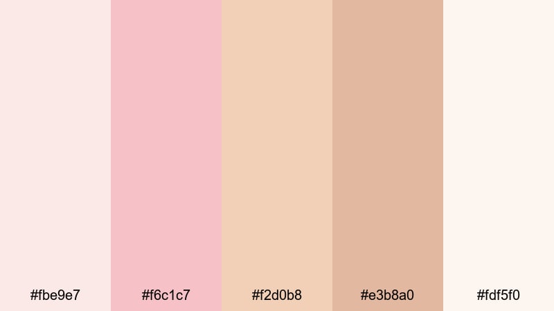 champagne blush vows blush pink color palette with hex codes
