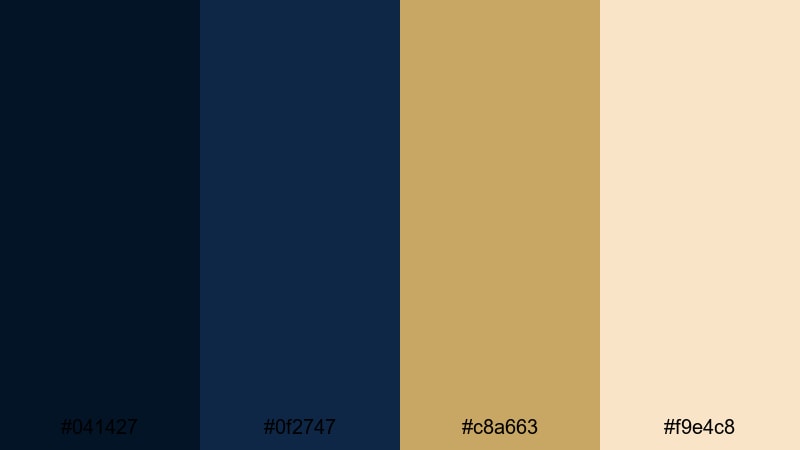 champagne harbor night gold navy blue color palette with hex codes