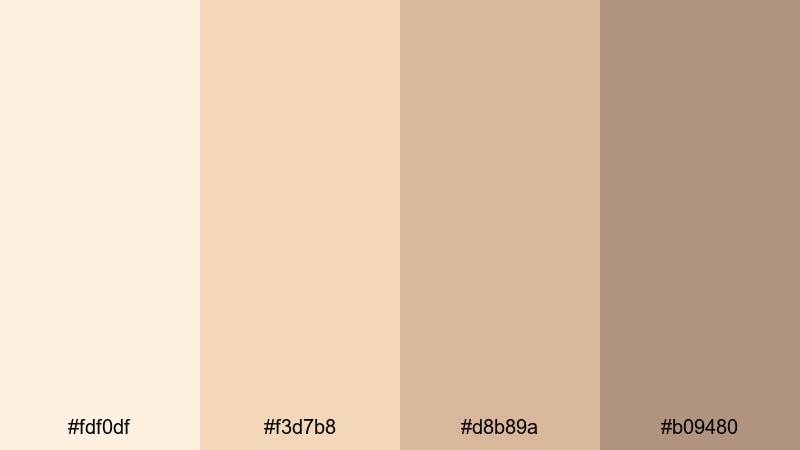 champagne mocha whisper pastel brown color palette with hex codes