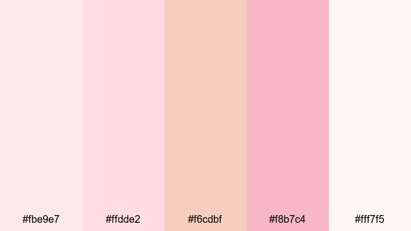 champagne petal dream pale pink color palette with hex codes