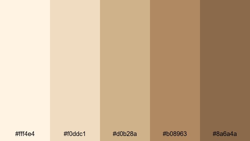 champagne tan soiree tan color palette with hex codes