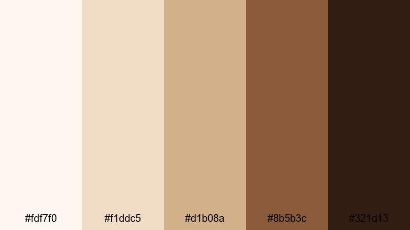 champagne truffle chic white brown color palette with hex codes