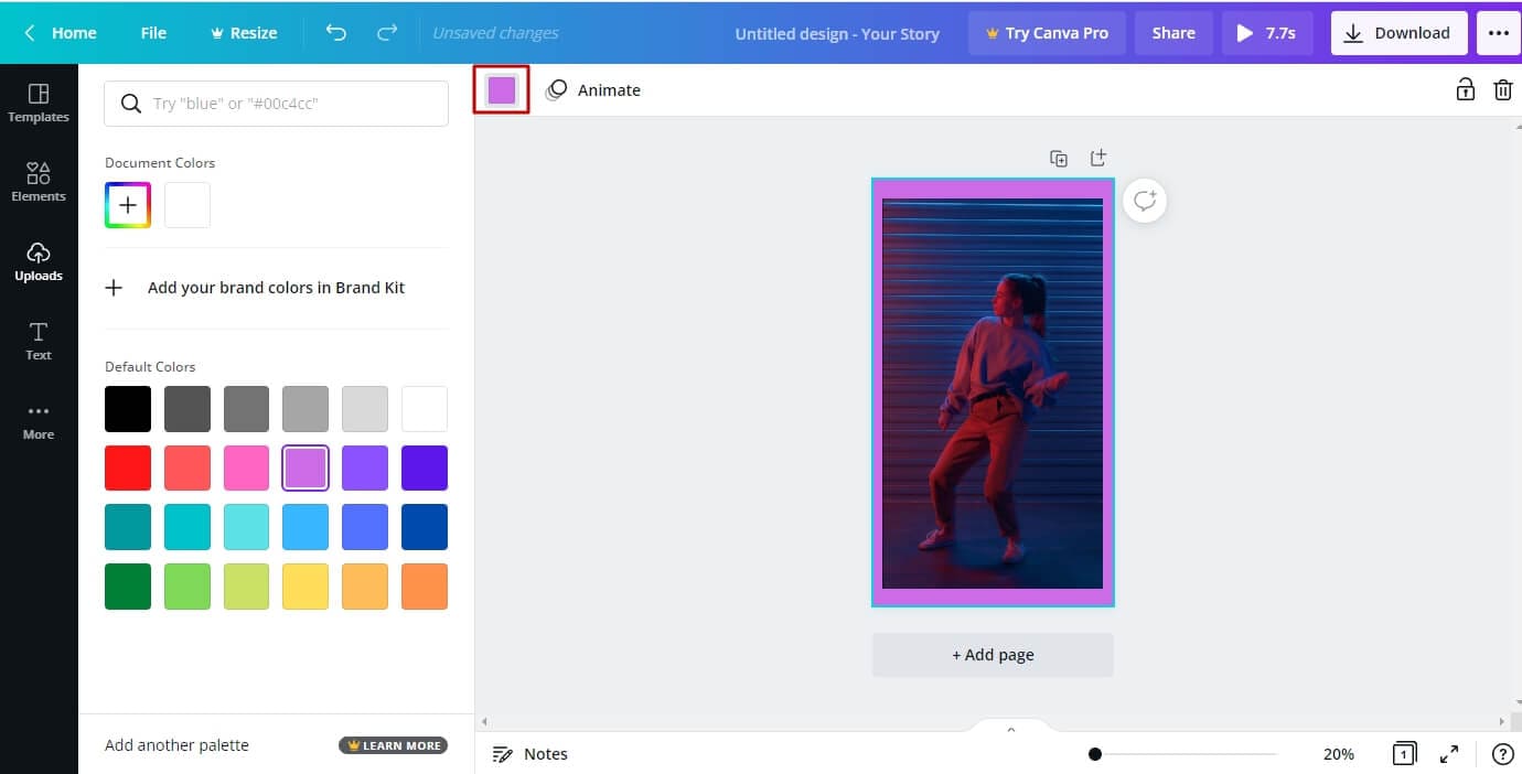 change background color in canva