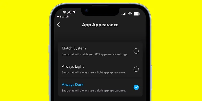 changing snapchat dark mode