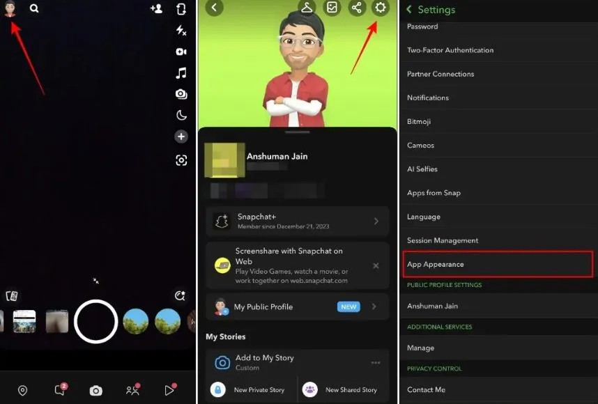 enabling dark Mode in snapchat