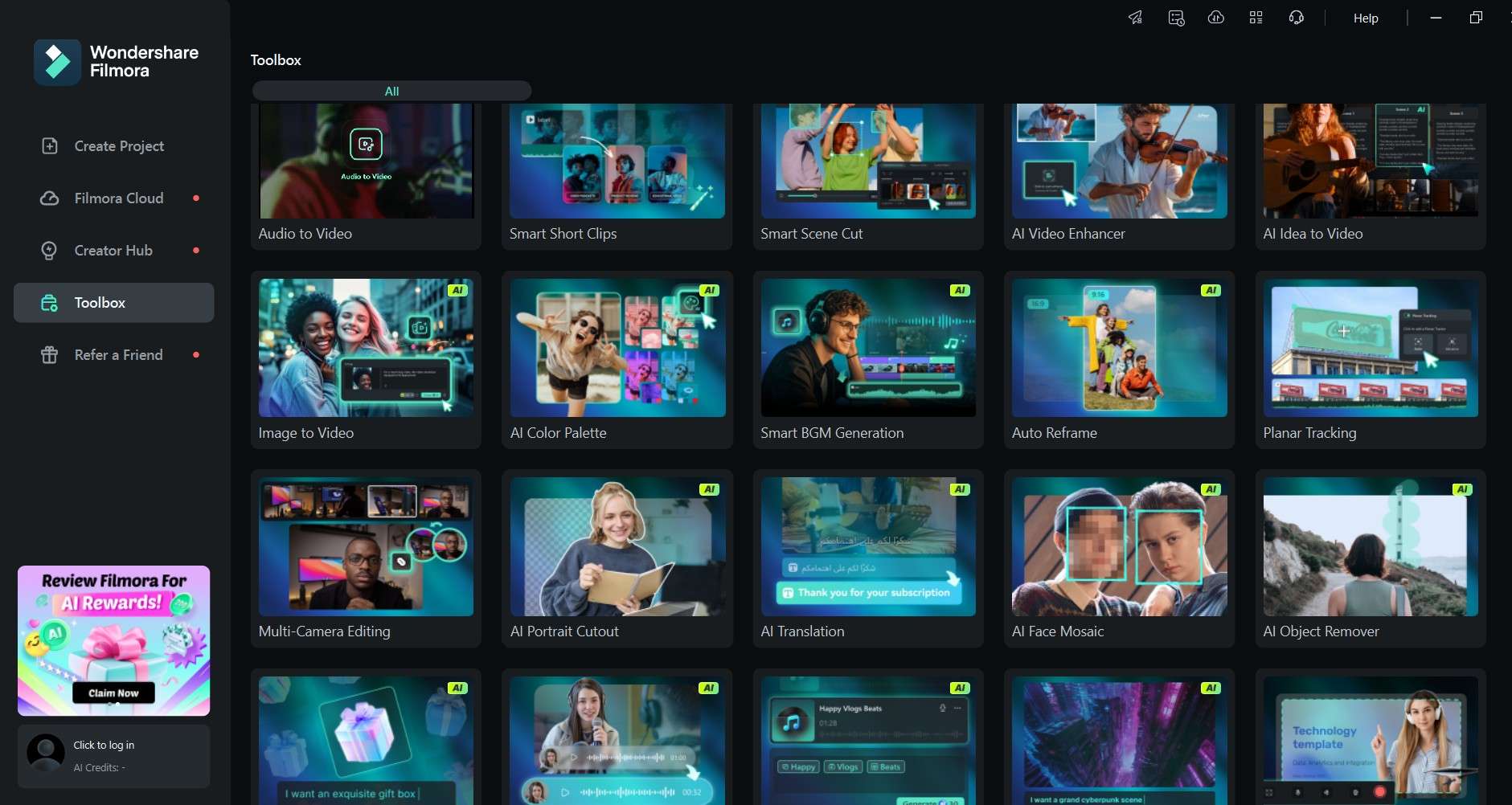 filmora toolbox interface