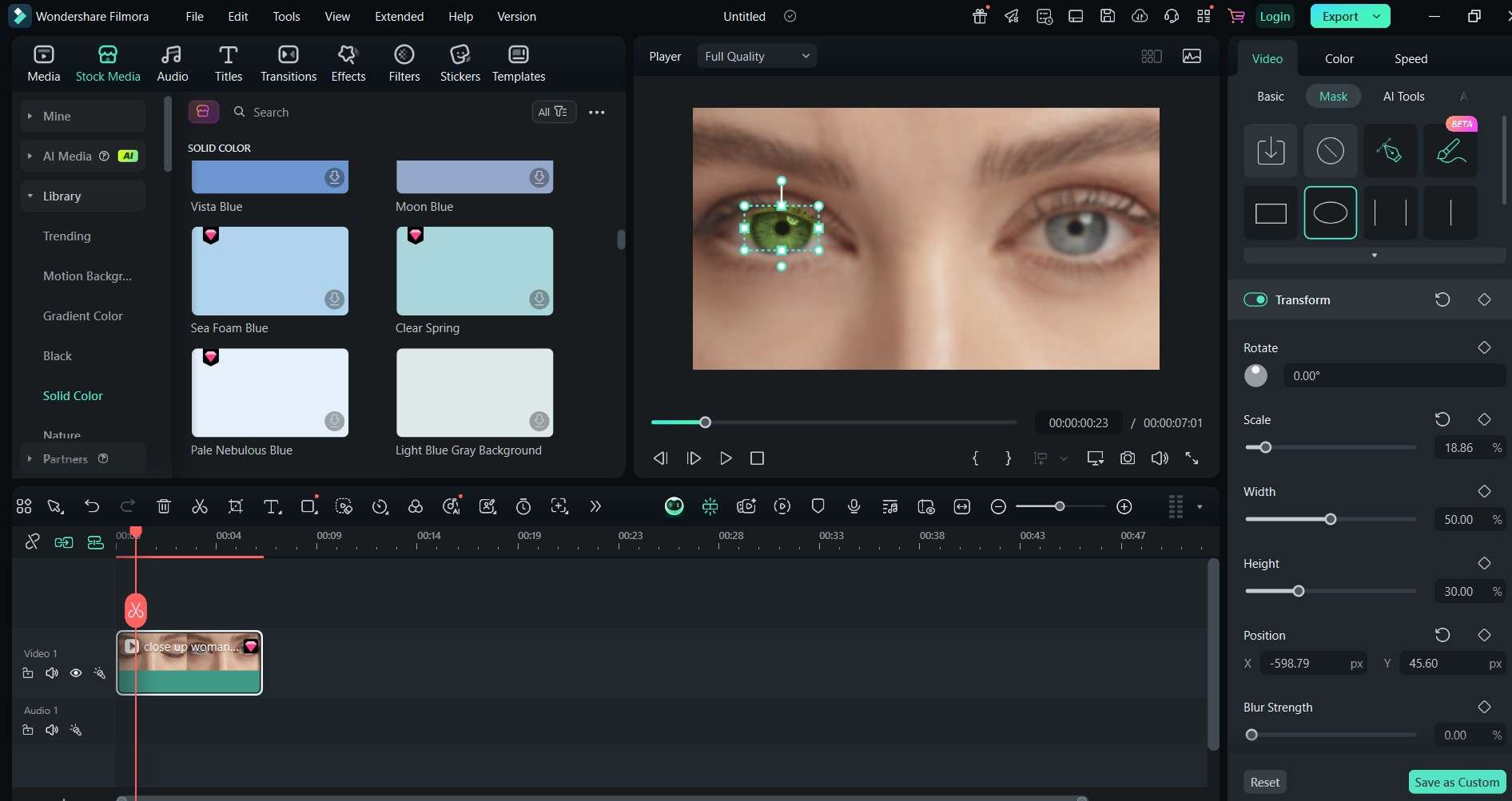 mask tool for eye color change