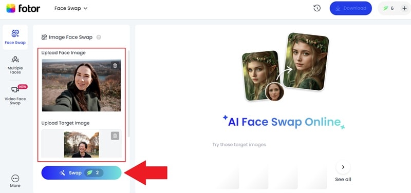 upload photos and swap faces