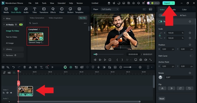 preview the video and export