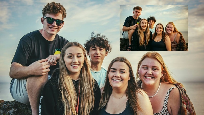 changing face in group photos