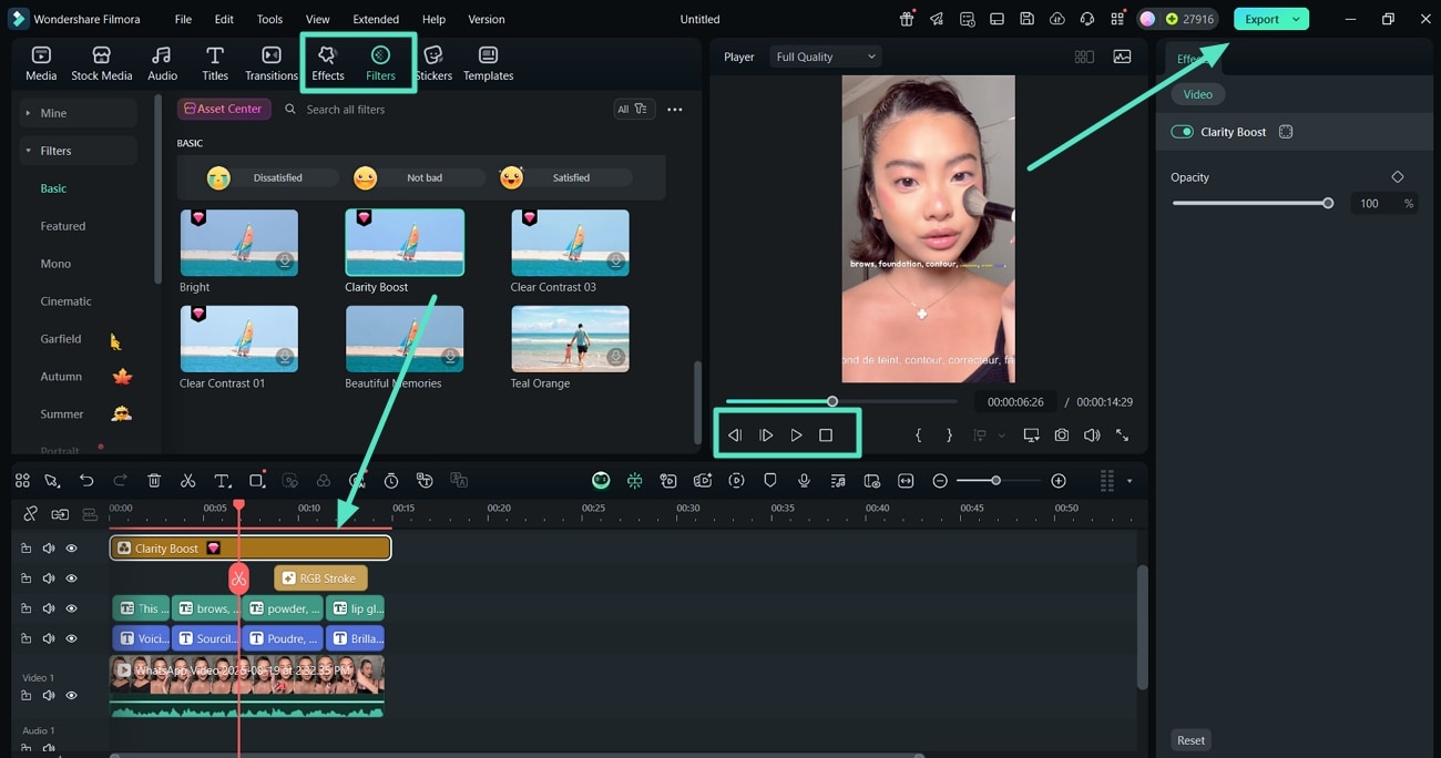 improve video appearance and export