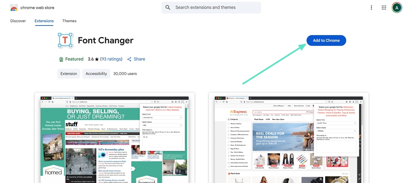 add font changer to chrome