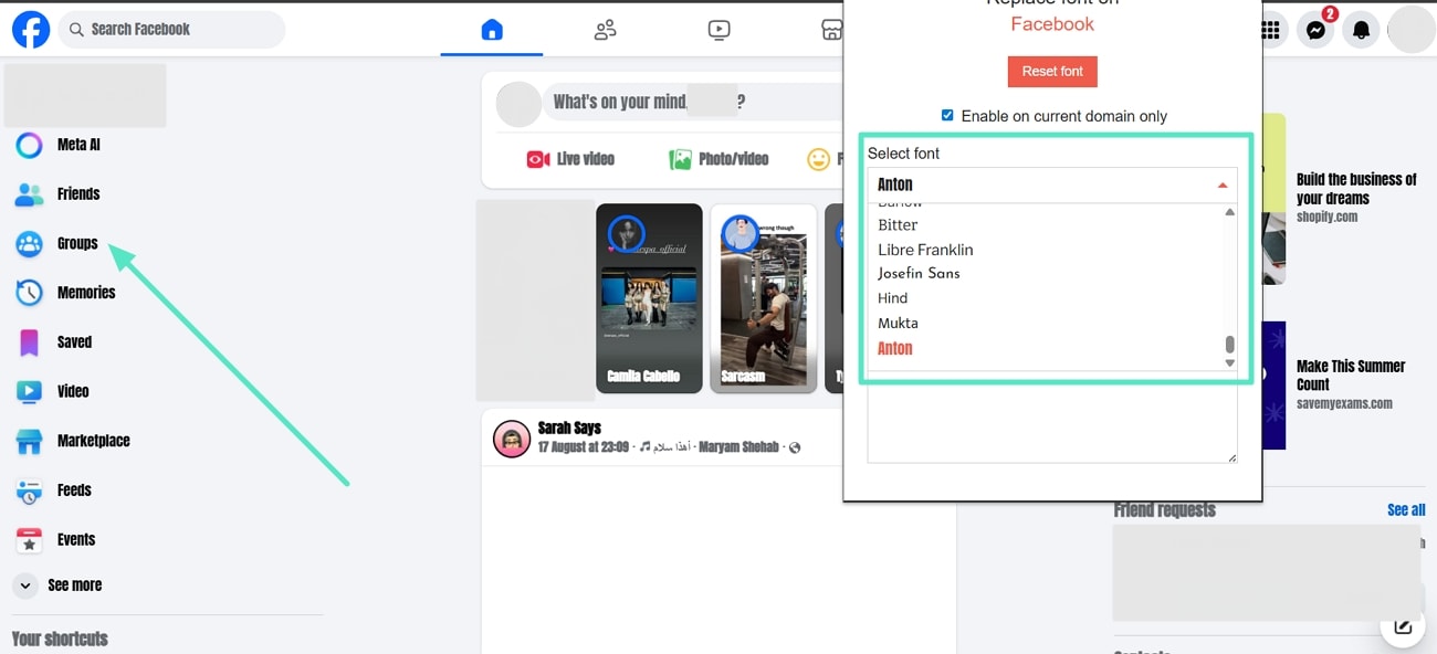 access facebook with different fonts
