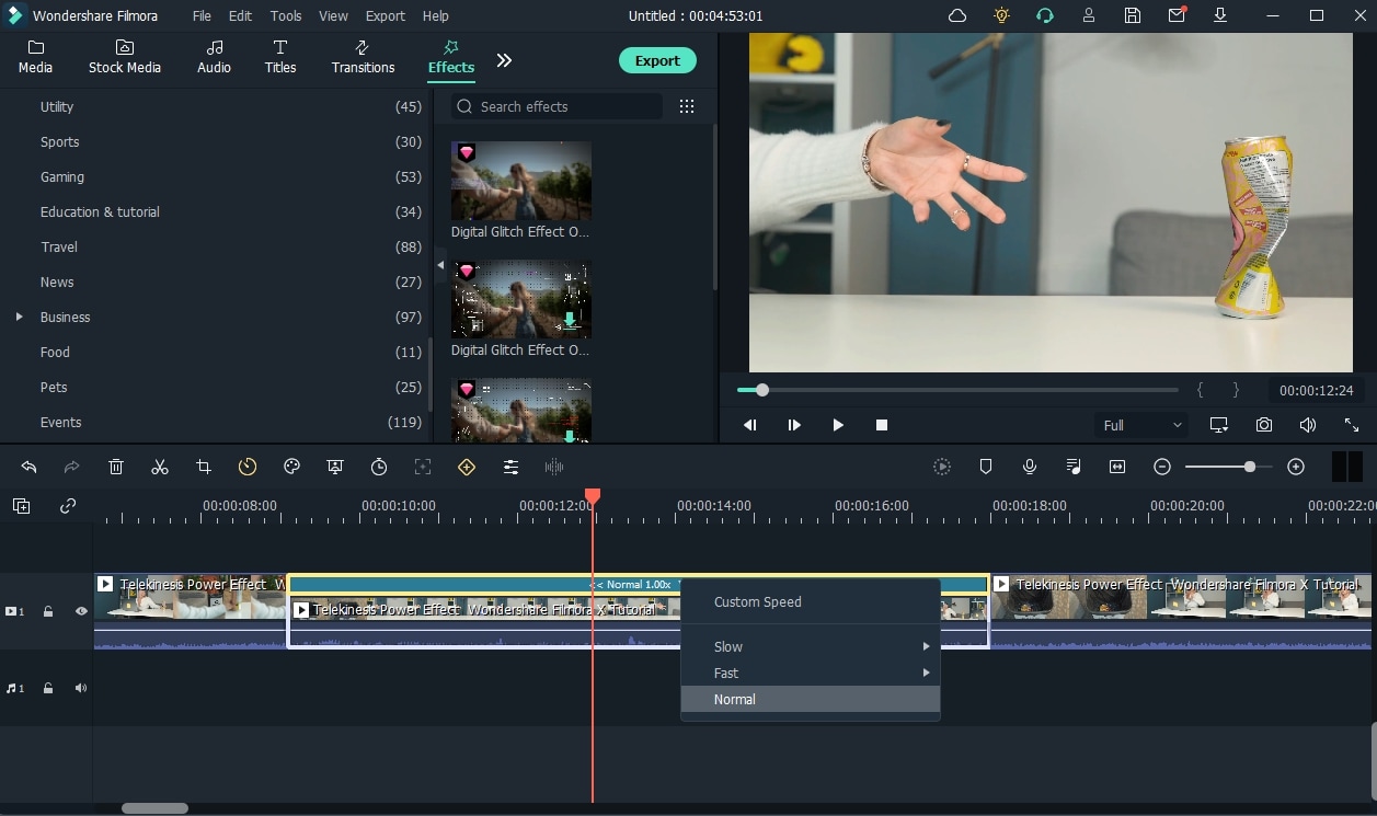 change reverse speed filmora video editor