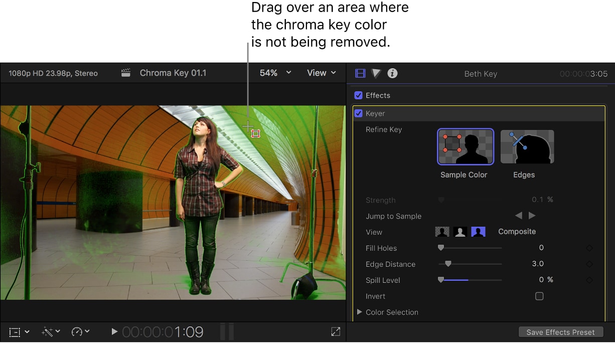 refine keyer effect final cut pro