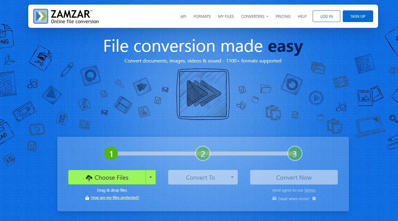 change video format by Zamzar