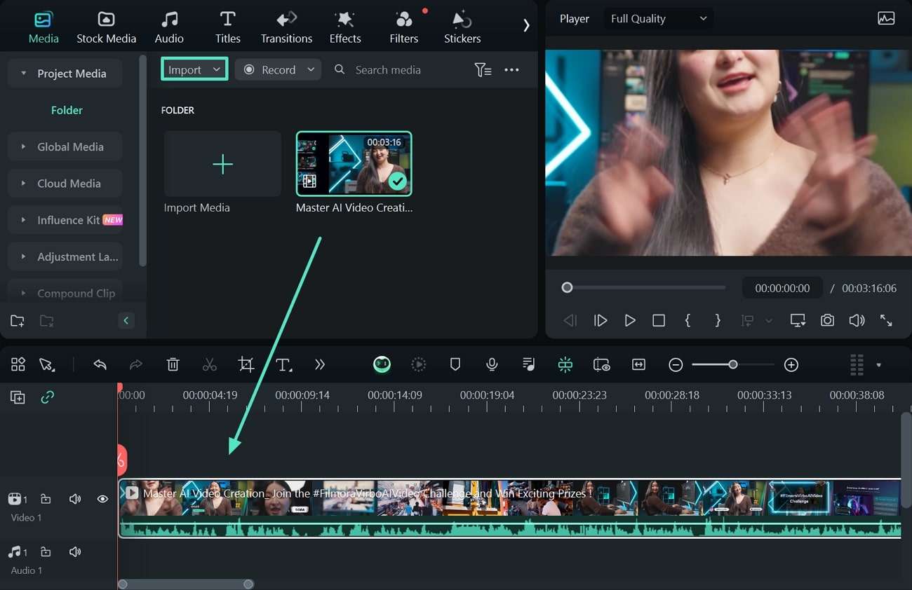 add video to filmora timeline