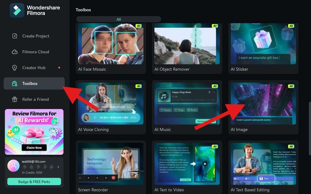 activate the ai image feature filmora