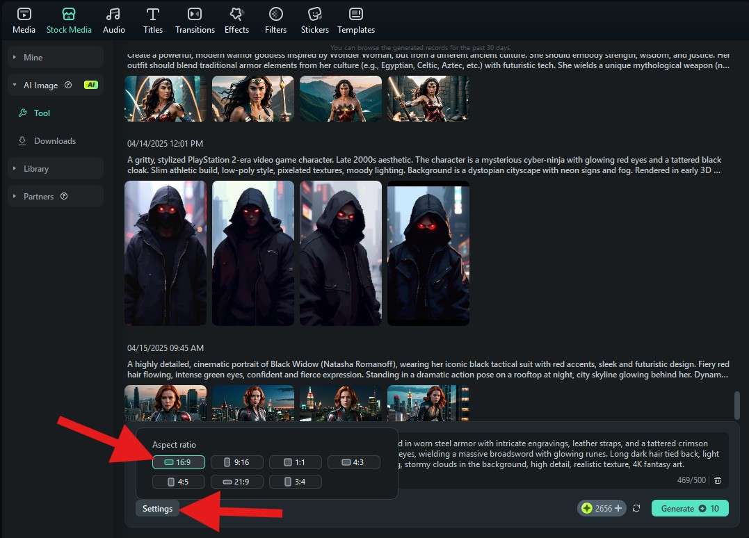 pick the aspect ratio ai image