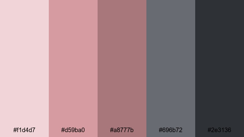 charcoal blush grid gray red color palette with hex codes