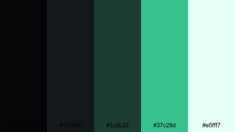 charcoal circuit clean black green color palette with hex codes