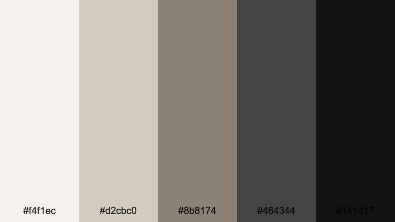charcoal curator chic museum color palette with hex codes