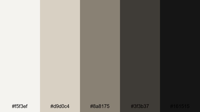 charcoal gallery neutral color palette with hex codes