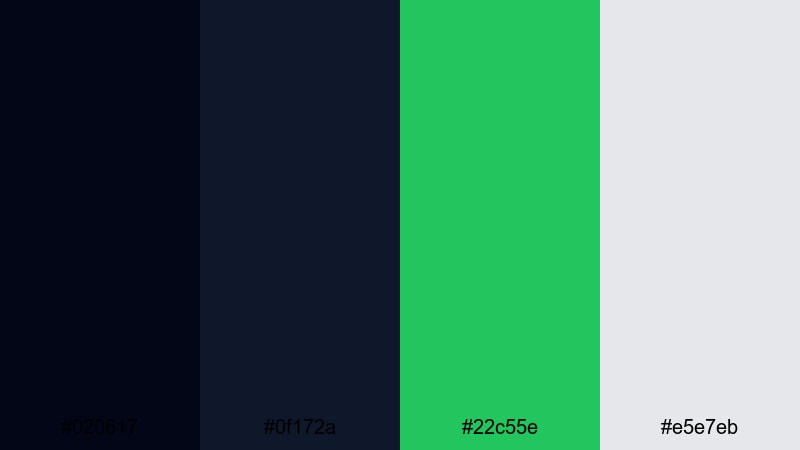 charcoal mint minimal contrast color palette with hex codes