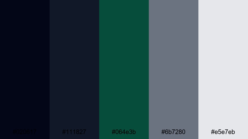 charcoal pine minimal dark green color palette with hex codes