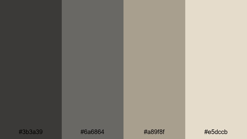 charcoal sand interface earth color palette with hex codes