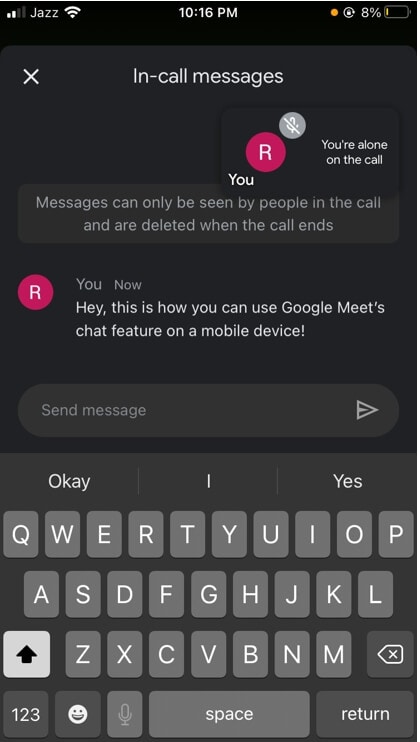  Google Meet sent chat with all mobile