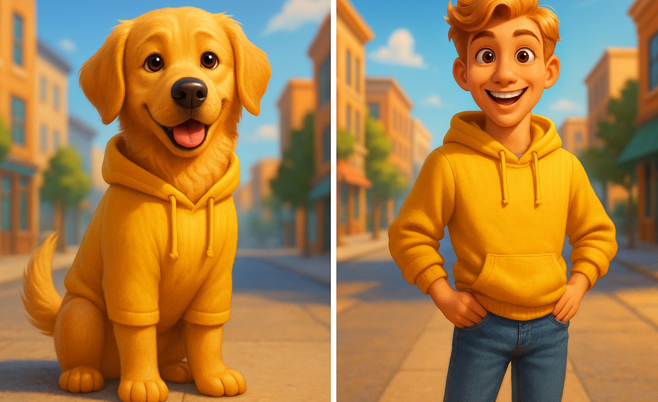 golden retriever as a man