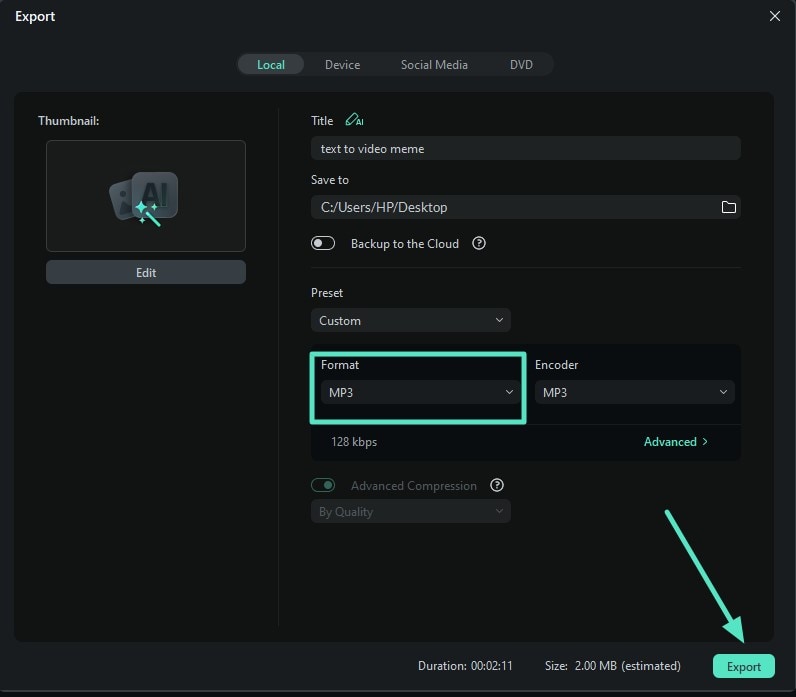 select format and export