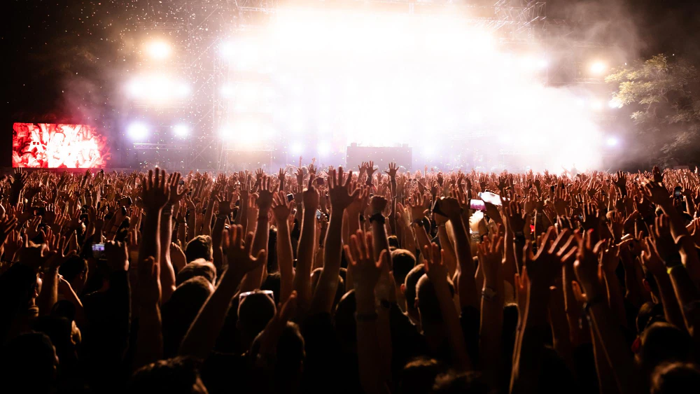 a cheering crowd