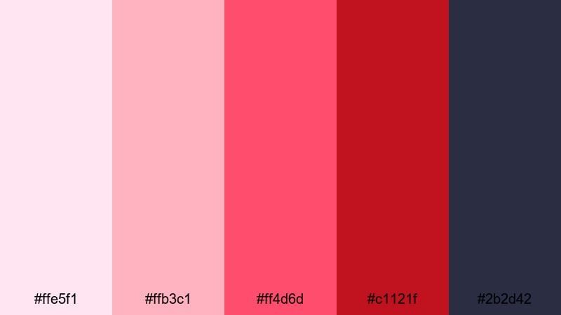 cherry blossom glow ruby color palette with hex codes
