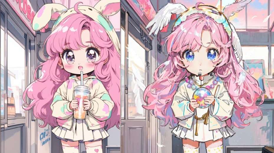 before-after chibi character