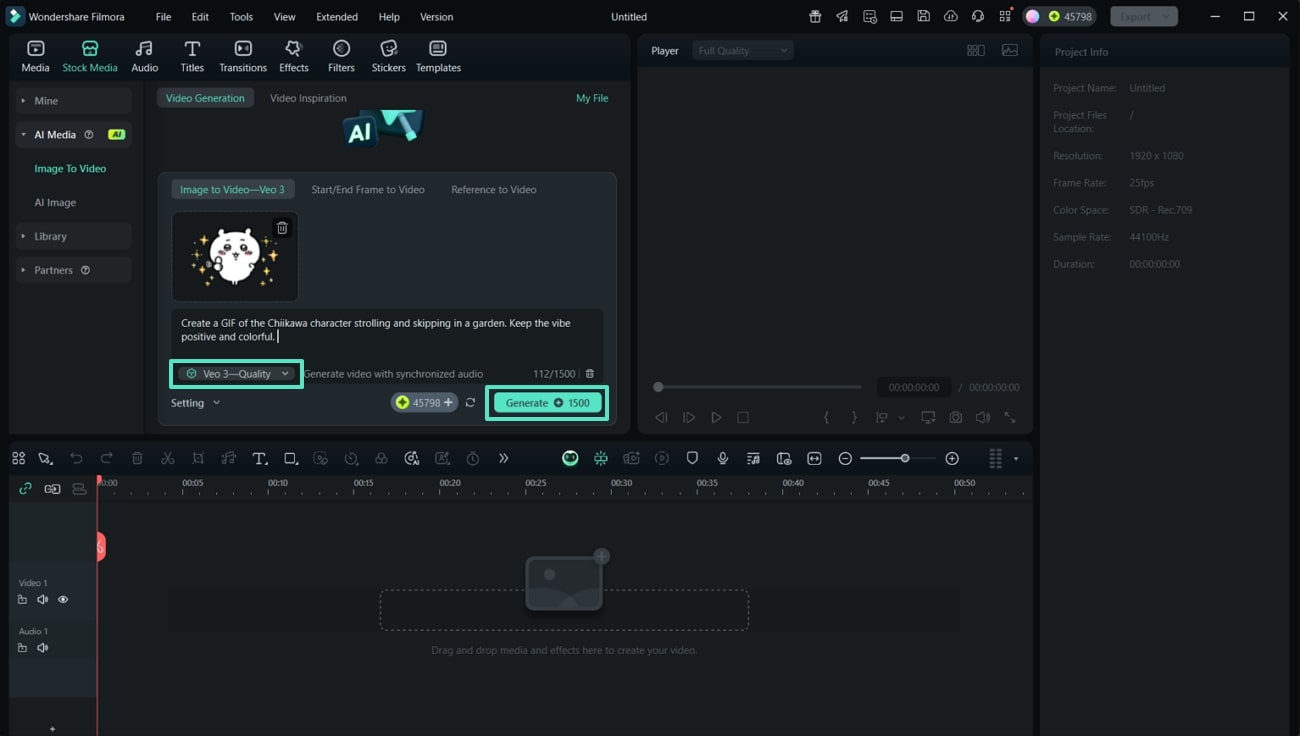 pick veo-3 model add prompt