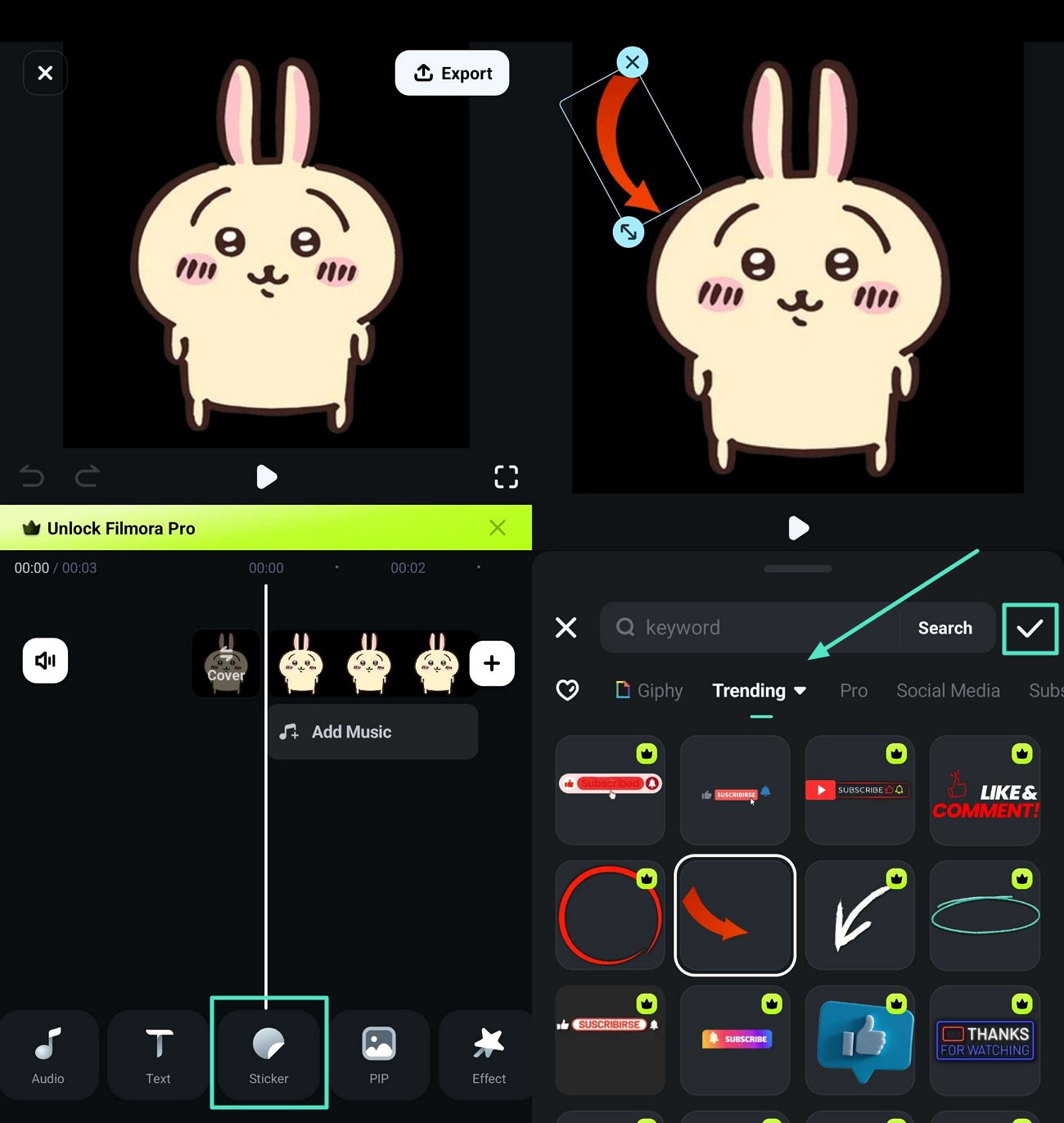 add sticker filmora app